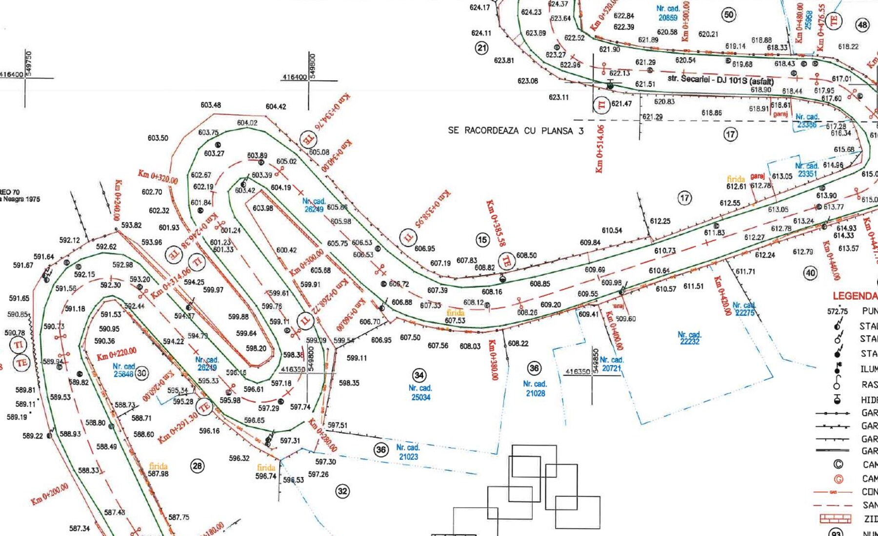Plan de situație al traseului rutier de pe Strada Secăriei din Comarnic